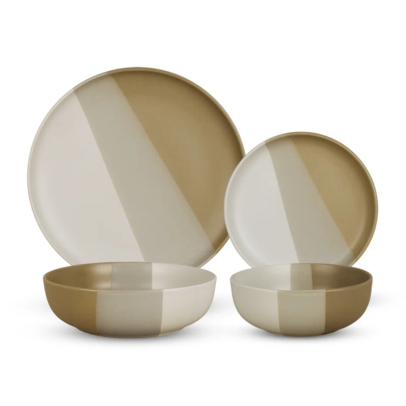 Godinger Silver Art Co Piermont Natural 16 Piece Dinnerware Set, Service For 4
