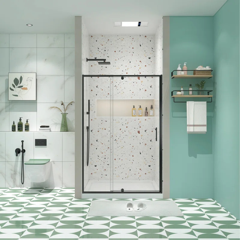 Arch Glass Designs 11DD131873LTS 38-42" W x 71" H Flush Glass Shower Door Reversible Installation