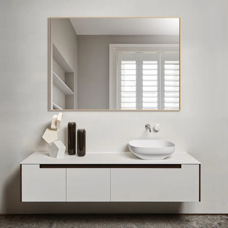 Ledel Modern & Contemporary Rectangle Bathroom Vanity Mirror Metal Framed Wall Mirror