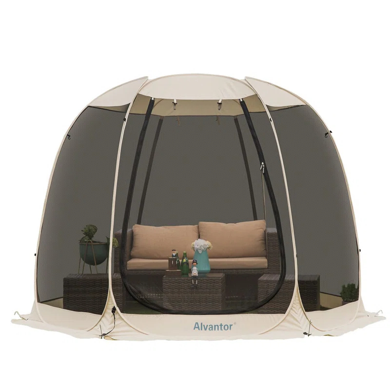 EighteenTek Fiberglass Patio Gazebo Pop Up with Screen Room Tents