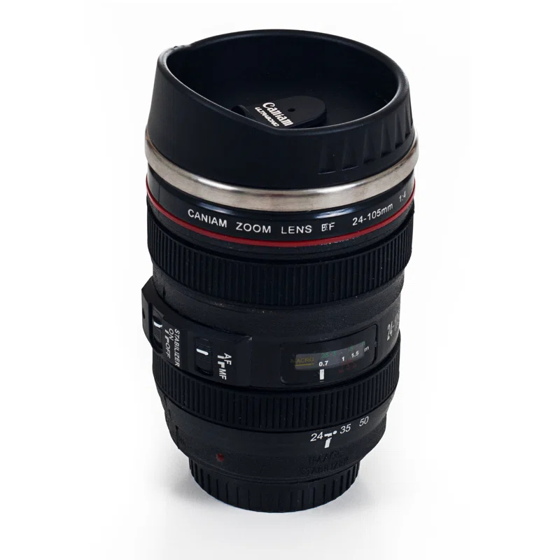 Whetstone Camera Lens Coffee 12 oz. Mug with Lid by Whetstone
