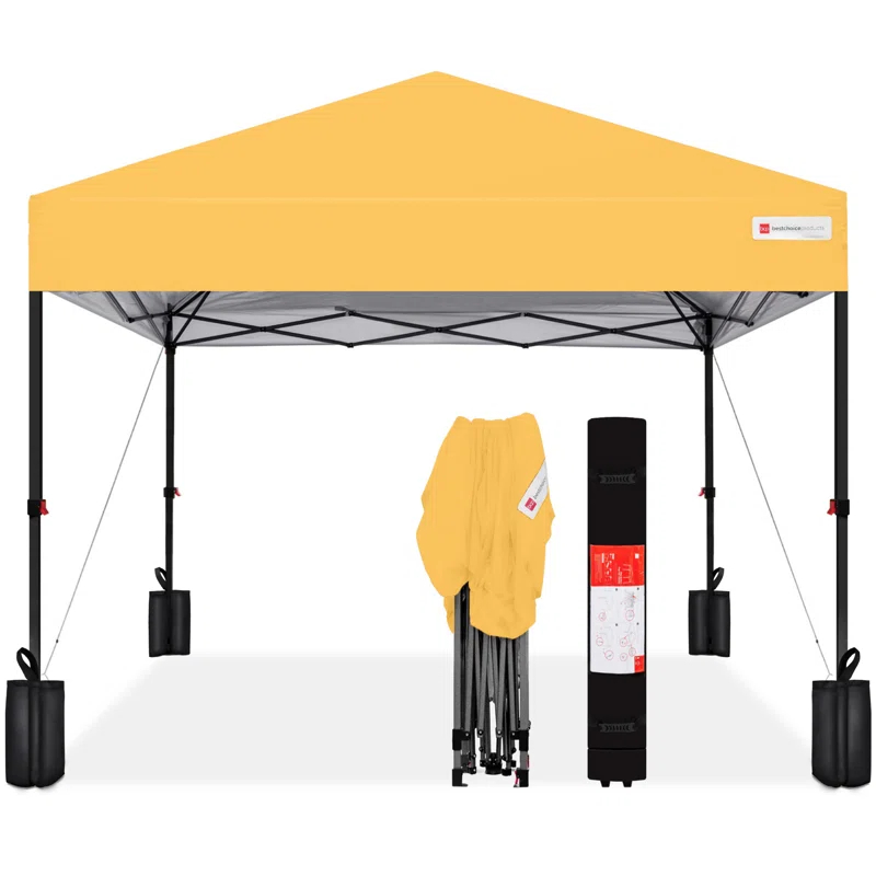 Best Choice Products Easy Setup Pop Up Canopy W/ 1-Button Setup, Wheeled Case, 4 Weight Bags & Reviews | Wayfair