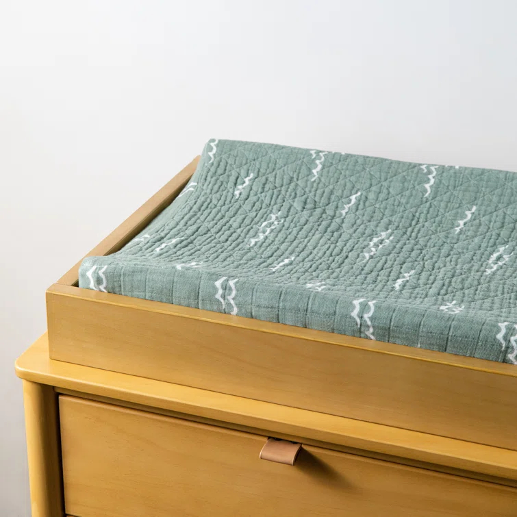 Ocean Waves Quilted Muslin Changing Pad Cover