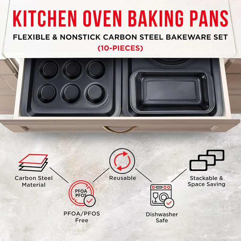 Bakken- Swiss 10 Piece Non-Stick Steel Bakeware Set