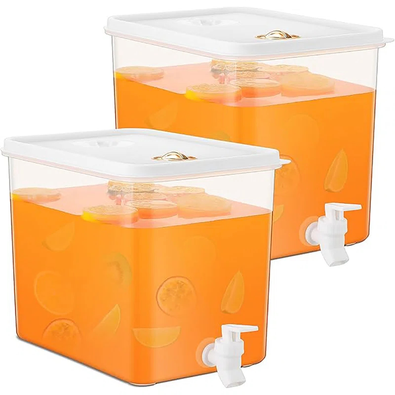 Mint Pantry® 2 Pack 2.5 Gallon Drink Dispenser For Fridge With Spigot Water Dispenser Leak Proof Lids Filter Screen Beverage Juice Container Sealed Plastic Lemonade Milk Cold Hot Drink Tea Jug For Party