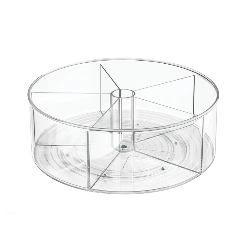 iDesign iDesign Recycled Plastic Divided Lazy Susan Turntable Organizer, Pantry, Bathroom, General Storage and More, The Linus Collection - 11.5", Clear