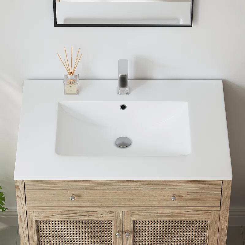 Eridanus Dayton 31" W x 22" D Vitreous China Vanity Top Sink in White with Single Faucet Hole (Sink Only)
