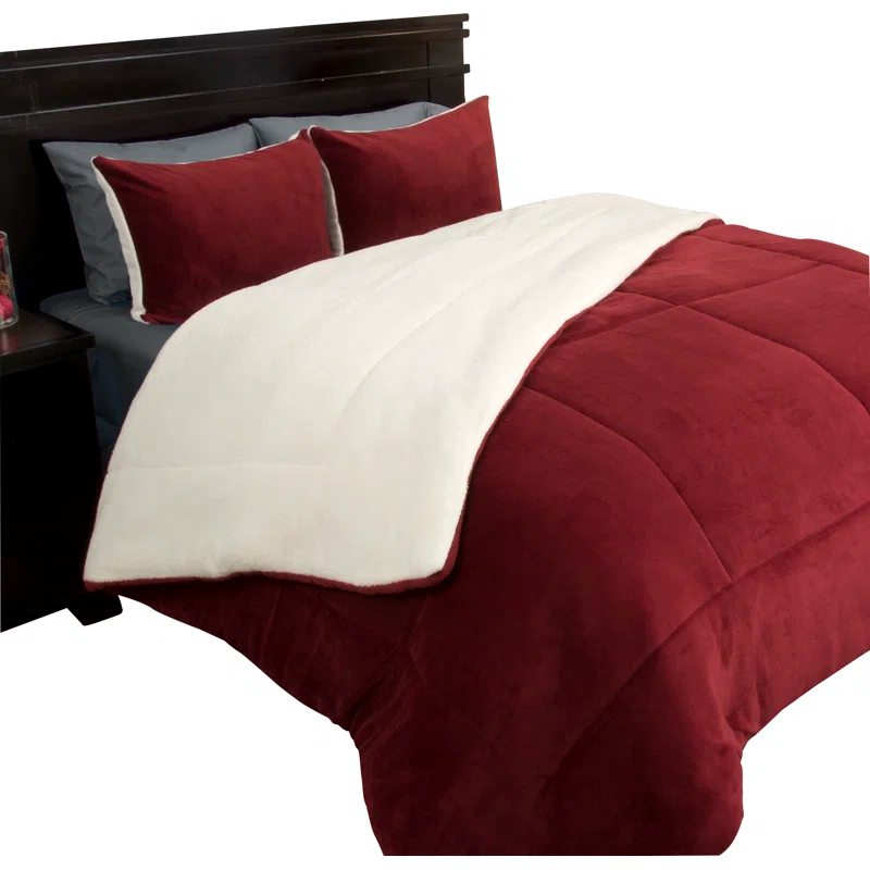 Lavish Home Sherpa Bedding Set - Fleece Bedspread with Pillow Shams Comforter Set - Warm, Cozy Bedding