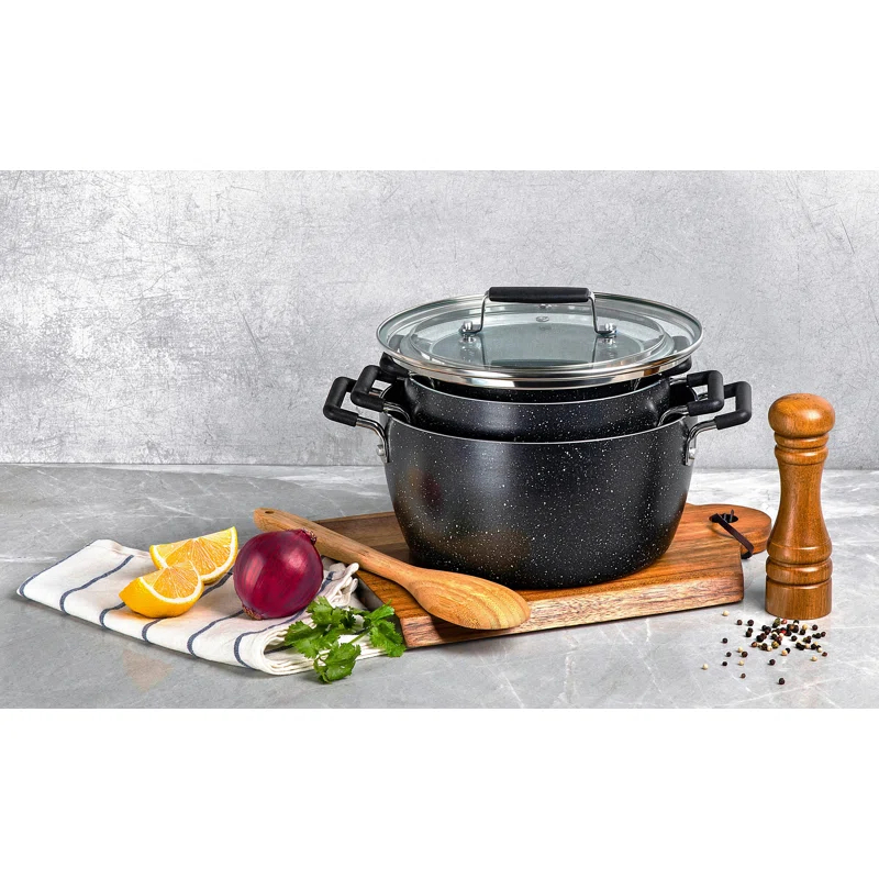 Granitestone Granitestone 6 Piece Stackable Nonstick Nesting Pots with Lids, Dishwasher Safe