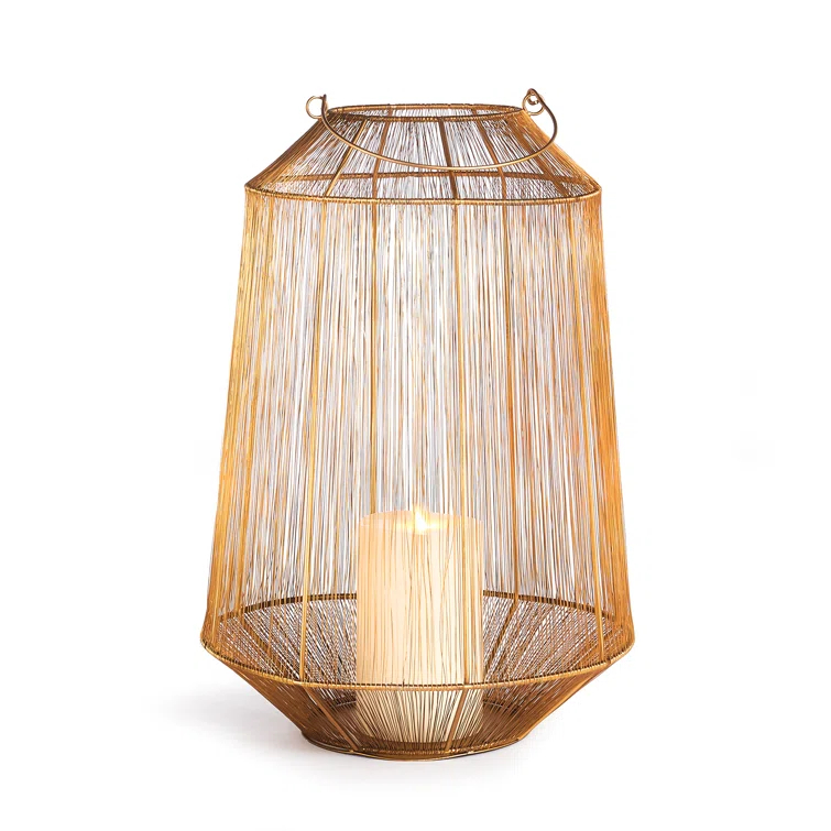 Winter Glow Antique Brass Hanging Candle Lantern, 19.5"