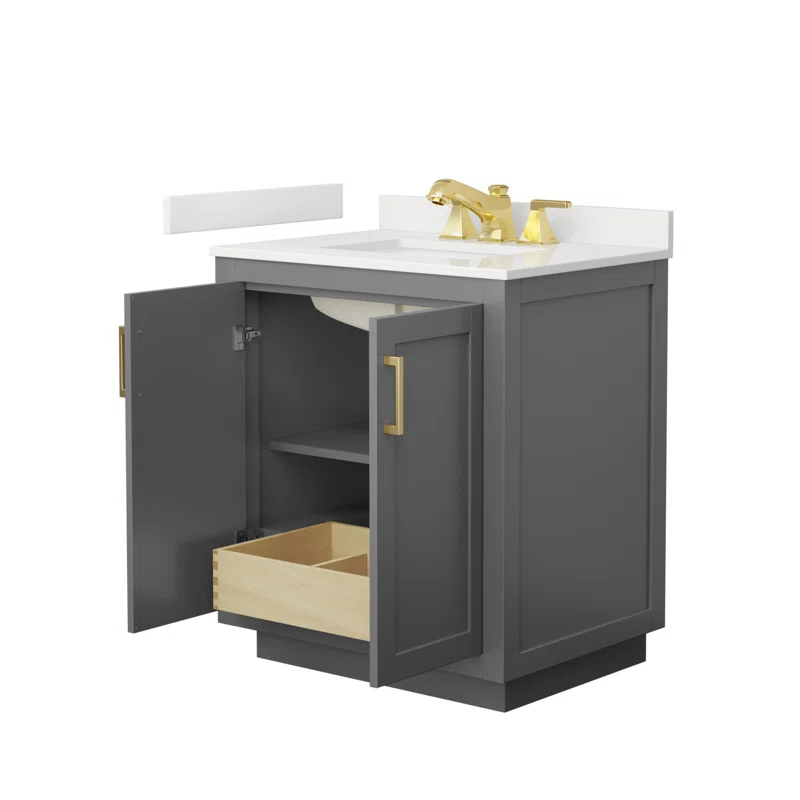Wyndham Collection Miranda 30" Freestanding Single Bathroom Vanity with Quartz Top