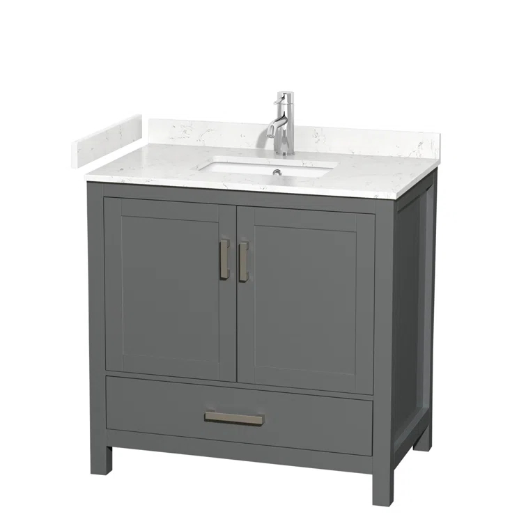 Wyndham Collection Sheffield 36" Metal Single Bathroom Vanity in Dark Gray