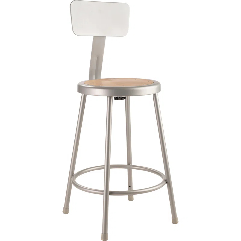 National Public Seating Heavy Duty Steel Stool With Backrest