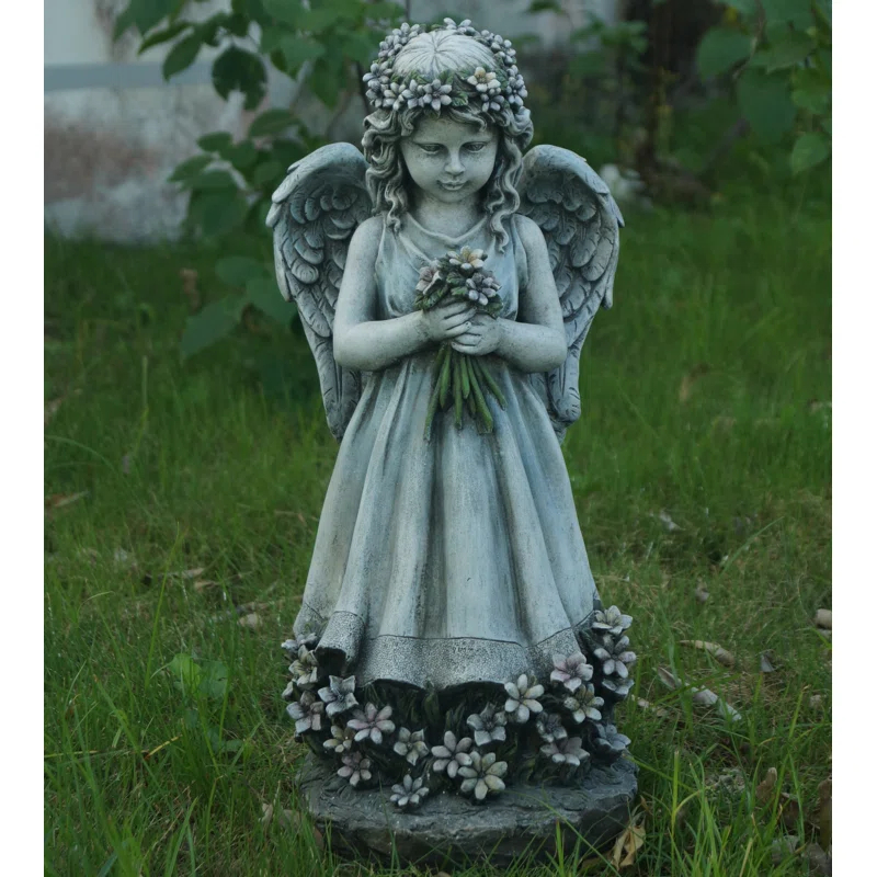 Hi-Line Gift Ltd. Angel Holding Flowers Statue