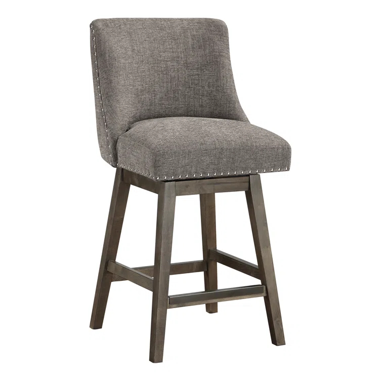 OSP Designs Granville Swivel Upholstered Counter Stool with Solid Wood Frame