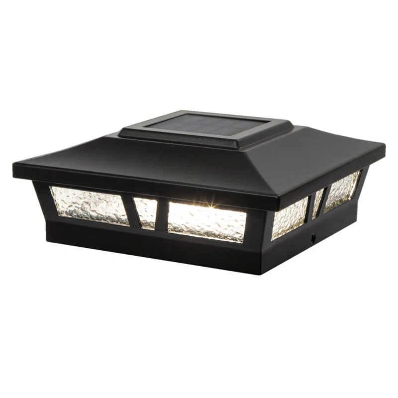 Classy Caps Oxford Solar Powered Integrated LED Aluminium Fence Post Cap Light 6 in. x 6 in. with Base Adapter Included