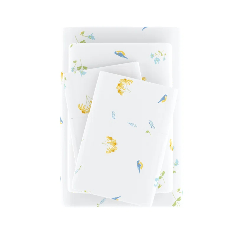 Bluebirds Pattern Microfiber Sheet Set