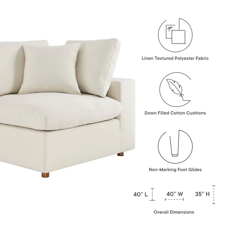 Modway Modway Commix Down-Filled Overstuffed Upholstered Sectional Sofa Set, 7 Piece w/Chase