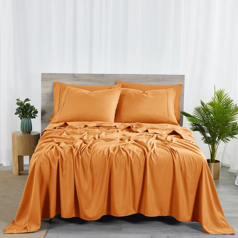 Bed Bath Fashions Bibb Home 2000 Count 6-Piece Rayon From Bamboo Sheet Set with Snug Grip & Reviews | Wayfair