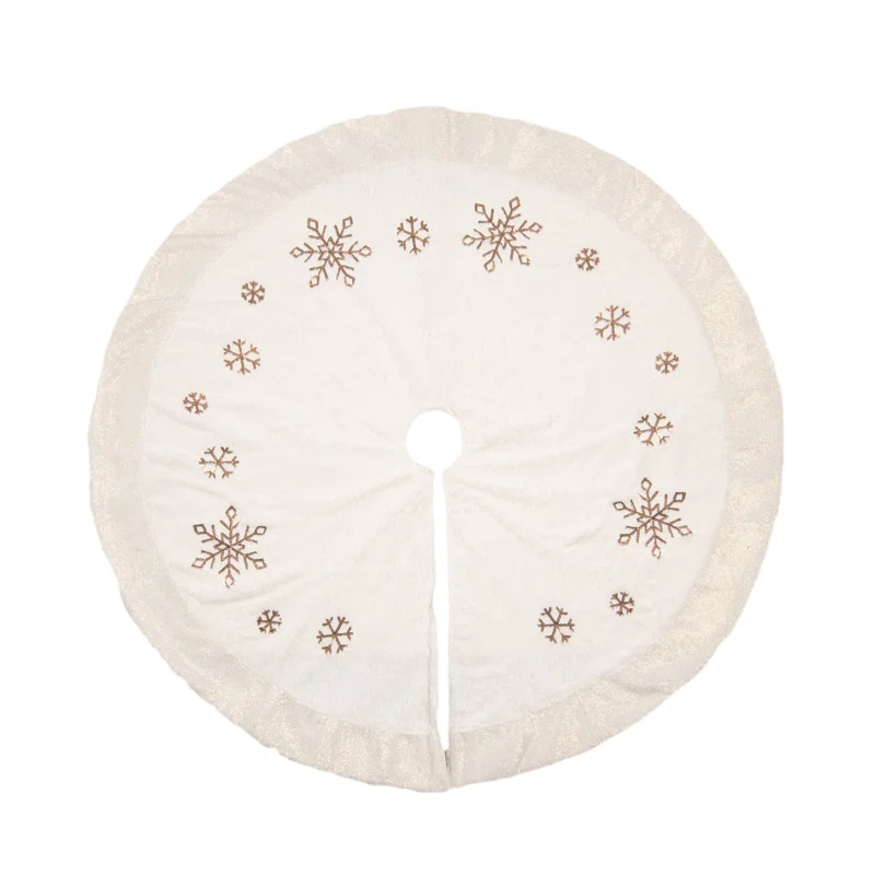 Transpac Transpac Polyester 49.21 in. Off-White Christmas Glam Snowflake Tree Skirt