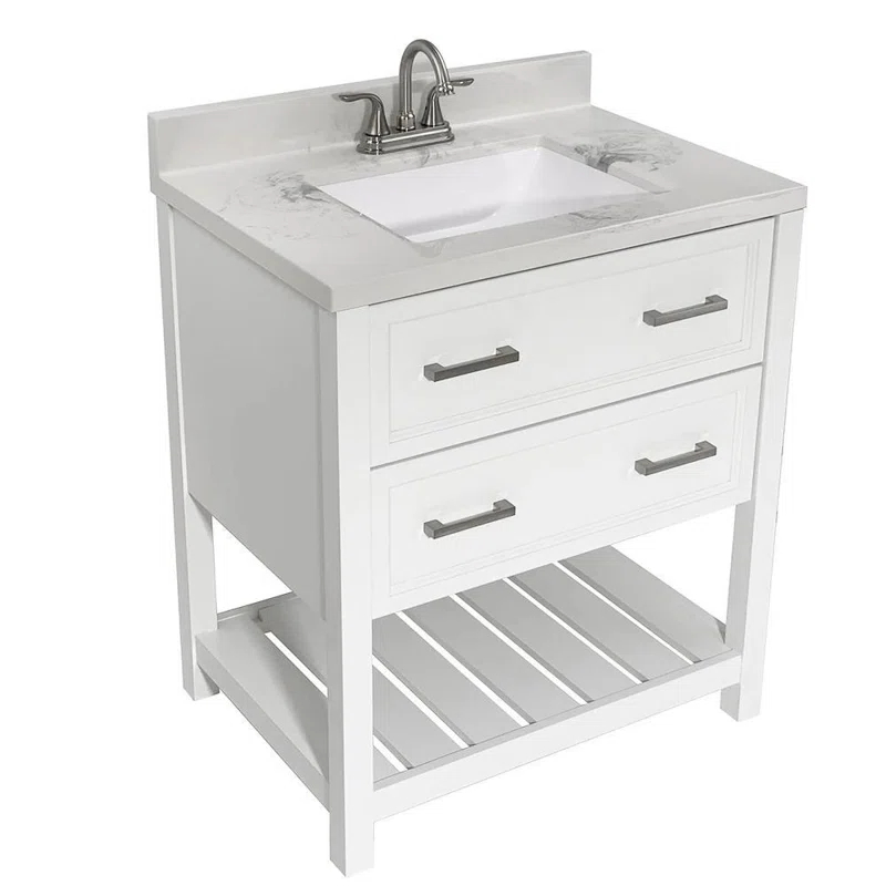Milan 31'' Single Bathroom Vanity with Solid Surface Top