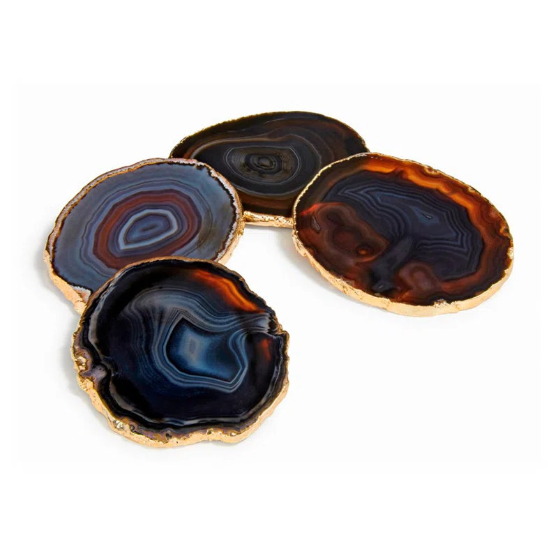ANNA New York Entertainment Agate Round 4 Piece Coaster Set