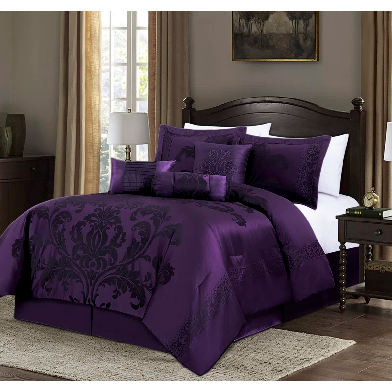 Royale Jacquard Floral 7 Piece Comforter Set