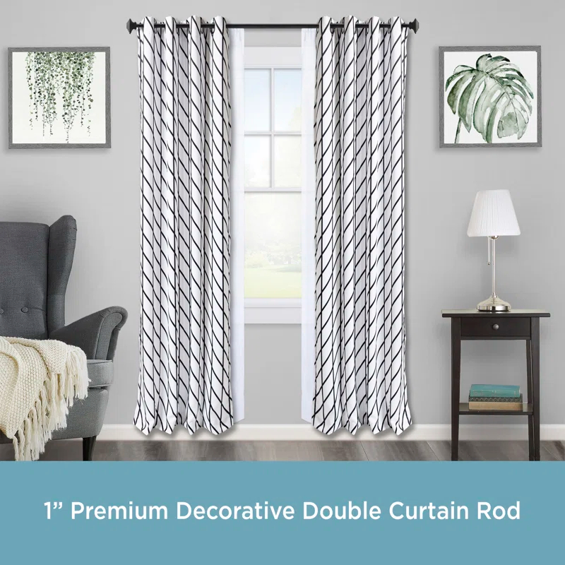 Kenney Mission Black Adjustable 1" Double Curtain Rod
