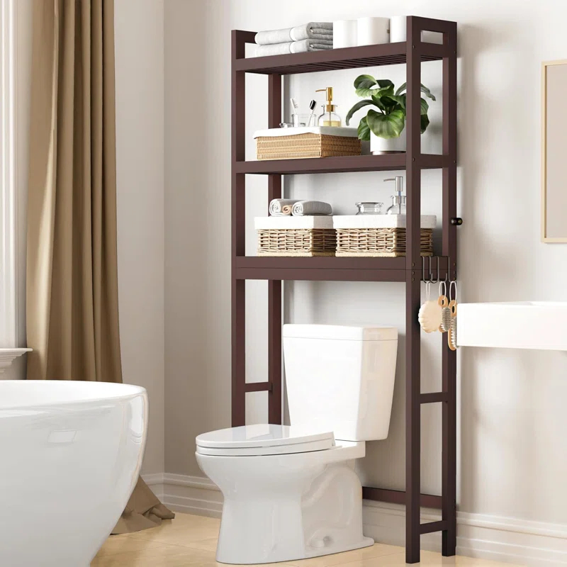 Over The Toilet Storage, Bamboo 3-Tier Over Toilet Bathroom Organizer with Adjustable Shelf