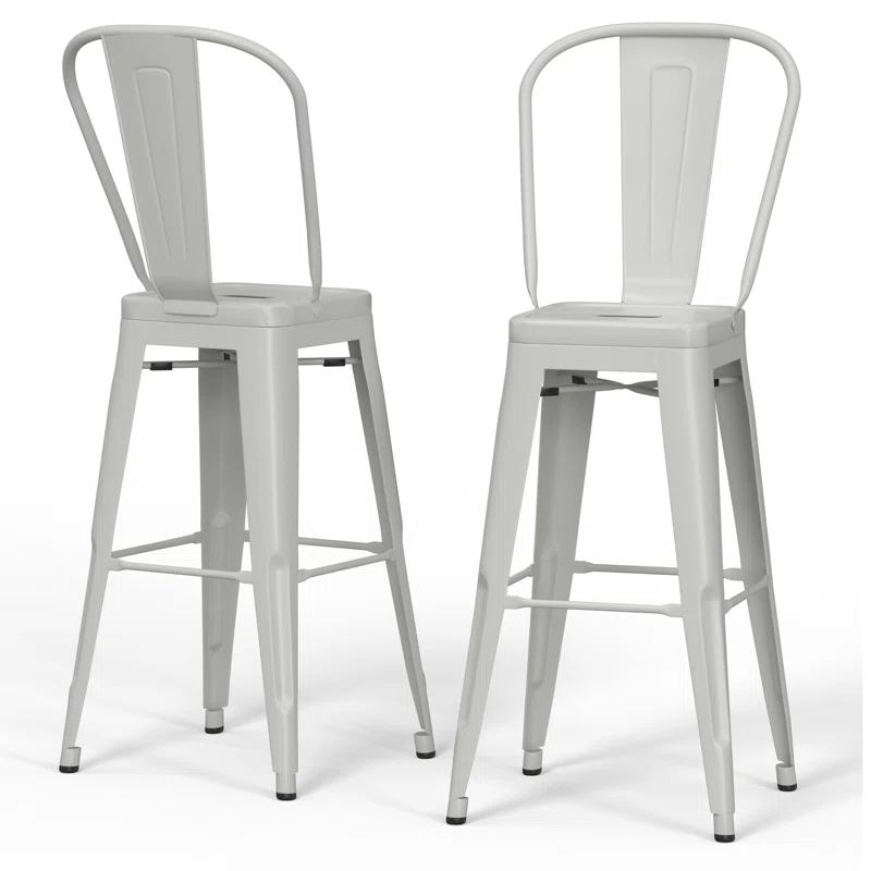 Simpli Home Fletcher Metal Contemporary Stools with Brace Support (Set of 2)