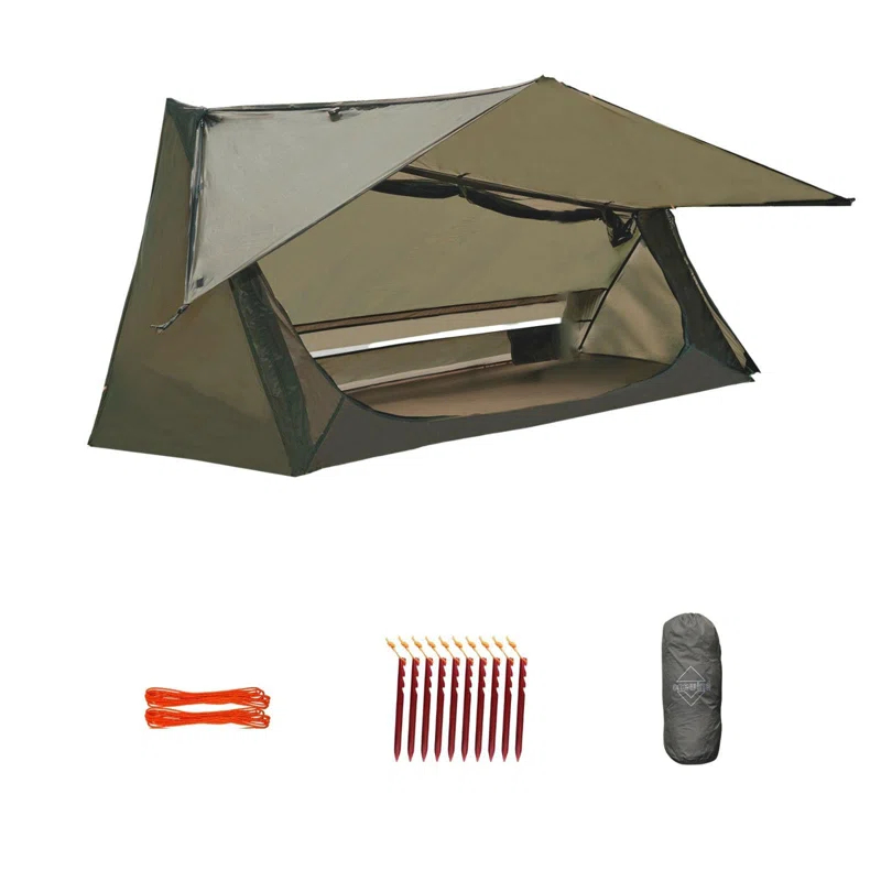 LIFETIME FLOORING LLC Backpacking Tent For Single Person, 3 Season Ultralight Tent Waterproof Silnylom Bushcraft Tent Shelter Lightweight 1 Person Tent For Camping Backpacking Hiking, NO Trekking Pole