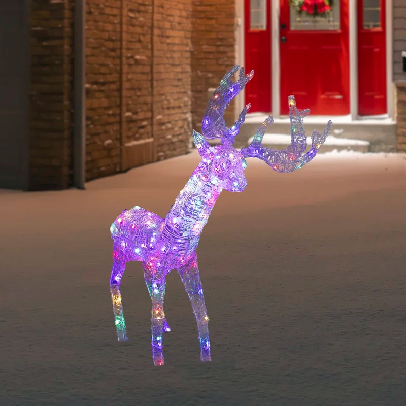 Northlight Seasonal LED Color Changing Commercial Grade Acrylic Reindeer Outdoor Christmas Decoration 46.5"