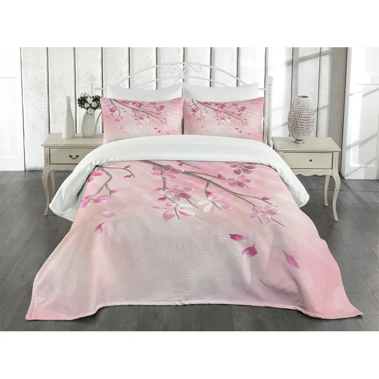 Ambesonne Ambesonne Pink Bedspread Tree Branch with