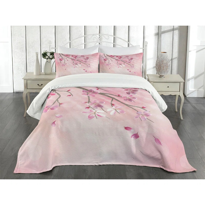 Ambesonne Ambesonne Pink Bedspread Tree Branch with