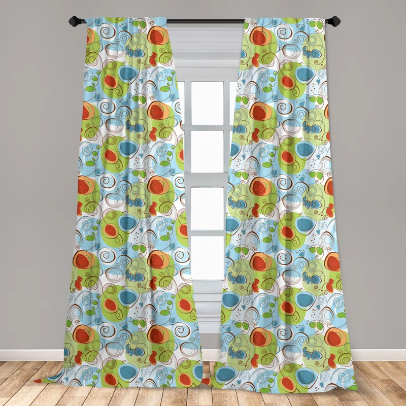 Ambesonne Funky Semi-Sheer Rod Pocket Sliding Panel (Set of 2)