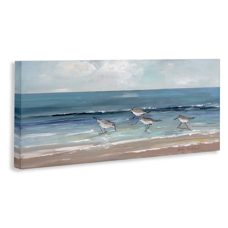 Stupell Industries Sandpipers Birds Cloudy Sky Beach Shore by Sally Swatland - Painting