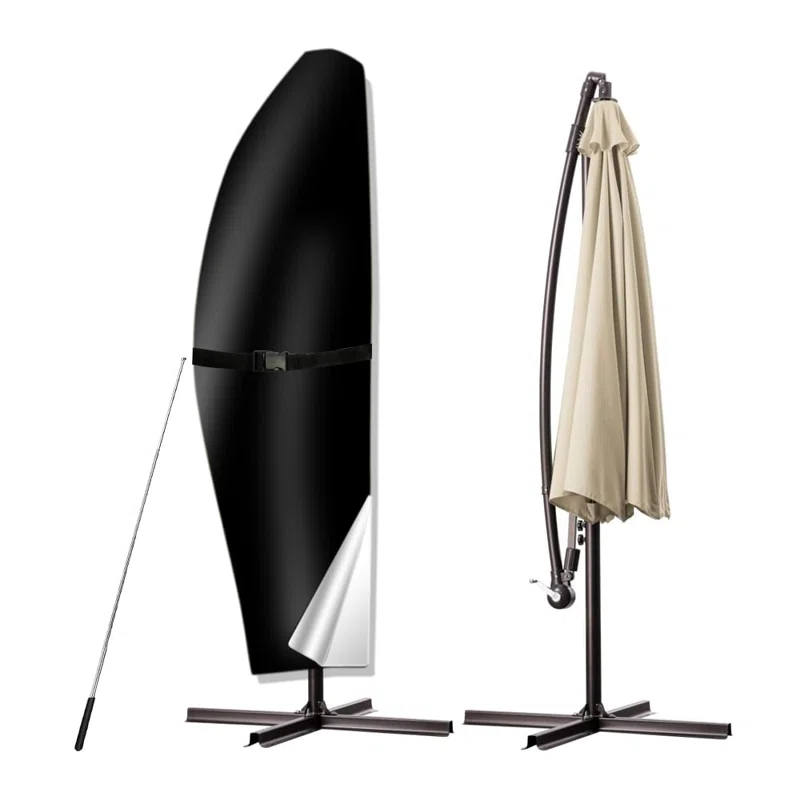 Umbrella Cover, 420D Waterproof Outdoor Patio Umbrella Cover For 8Ft To 12Ft Cantilever Offset Umbrella, Black