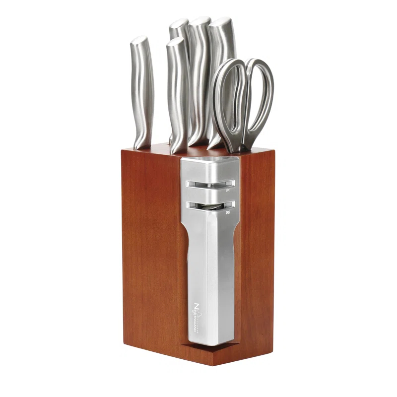 New England Cutlery New England Cutlery 7 Piece Stainless Steel Knife Block Set