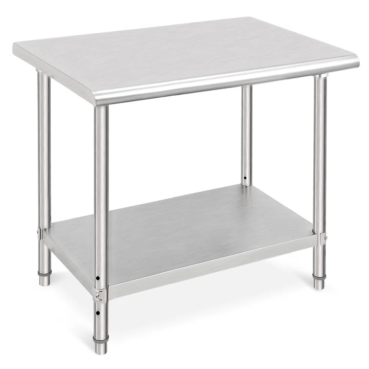 babevy Stainless Steel Table Commercial Work Table,NSF Three Layer Workbench Heavy Duty Prep Worktable