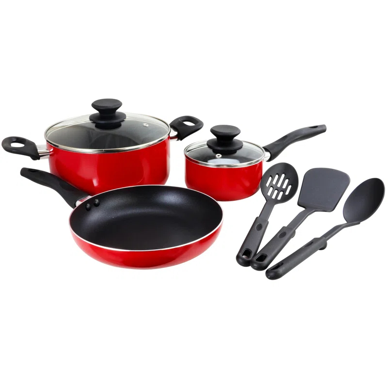 Gibson Home Palmer 8 Pieces Aluminum Non Stick Cookware Set & Reviews | Wayfair