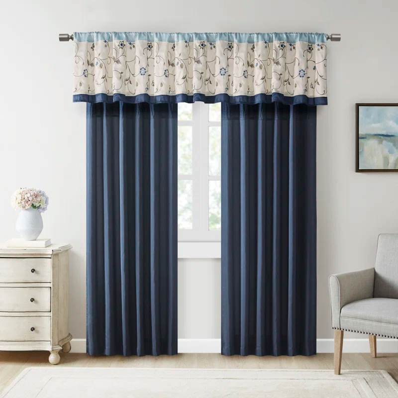Madison Park Serene Embroidered Curtain Panel