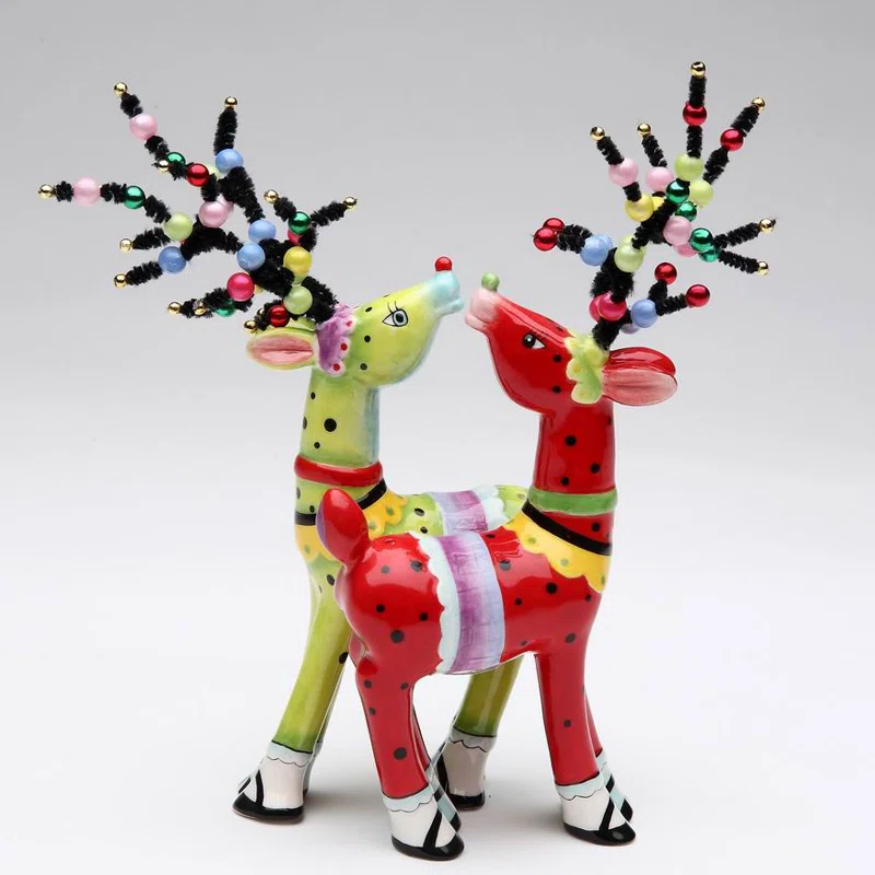 The Holiday Aisle® Magnetic Christmas Reindeer Salt and Pepper