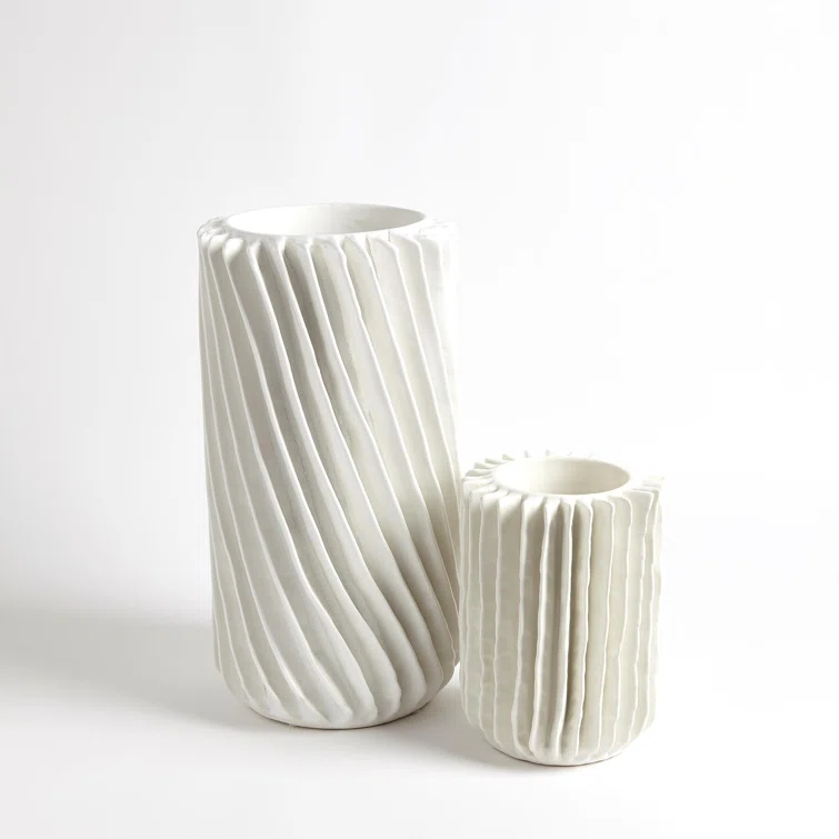 Global Views Radiator Swirl Vase-Matte White-Lg