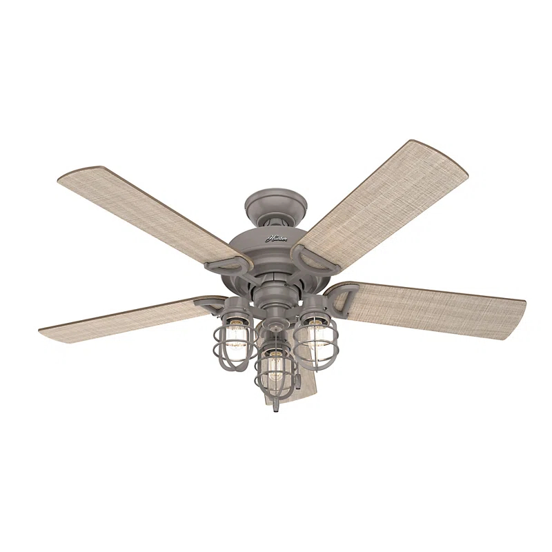 Hunter Fan 52" Starklake 5 - Blade Outdoor Standard Ceiling Fan with Pull Chain and Light Kit Included