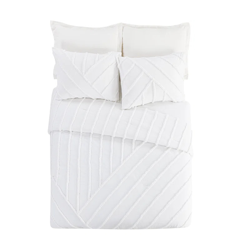 Laurel and Mayfair Cotton Ring Stitch Chevron / Zig Zag Comforter Set