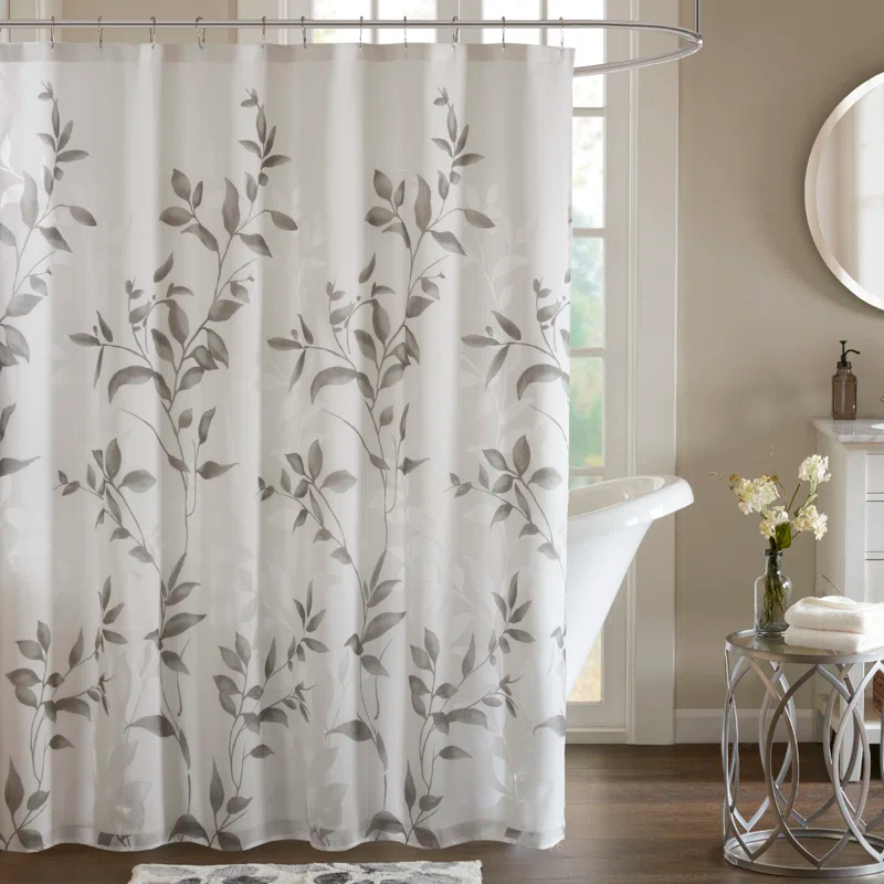 Trent Botanical Burnout Floral Printed Shower Curtain