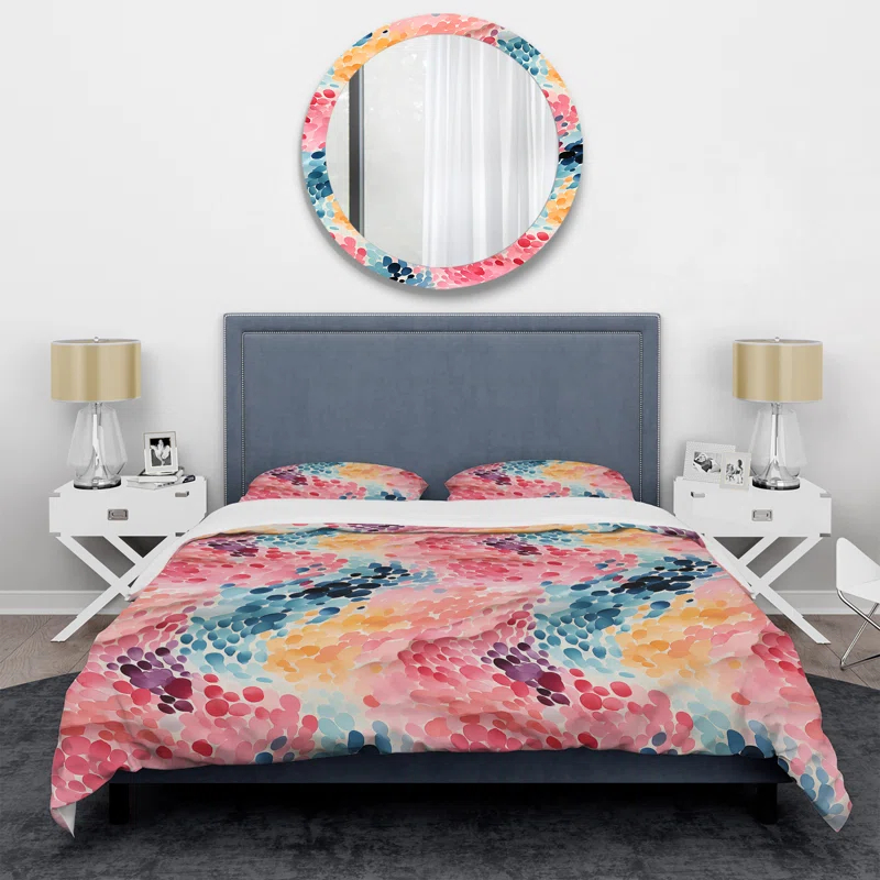 Watercolor Eccentricity Pink And Blue I No Abstract Duvet Cover Set