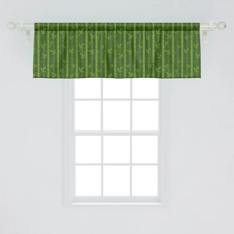Ambesonne Asian Print Valance Pack of 2 Japanese Pattern Art  Olive Green and Lime Green
