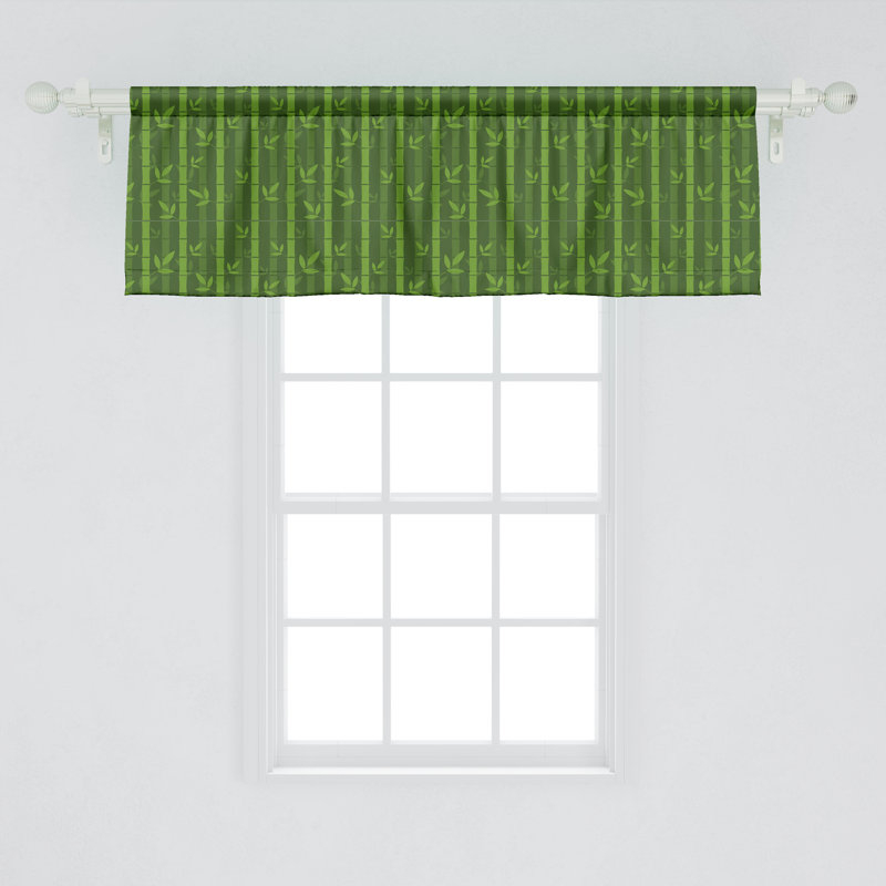 Ambesonne Ambesonne Asian Print Valance Pack of 2 Japanese Pattern Art  Olive Green and Lime Green
