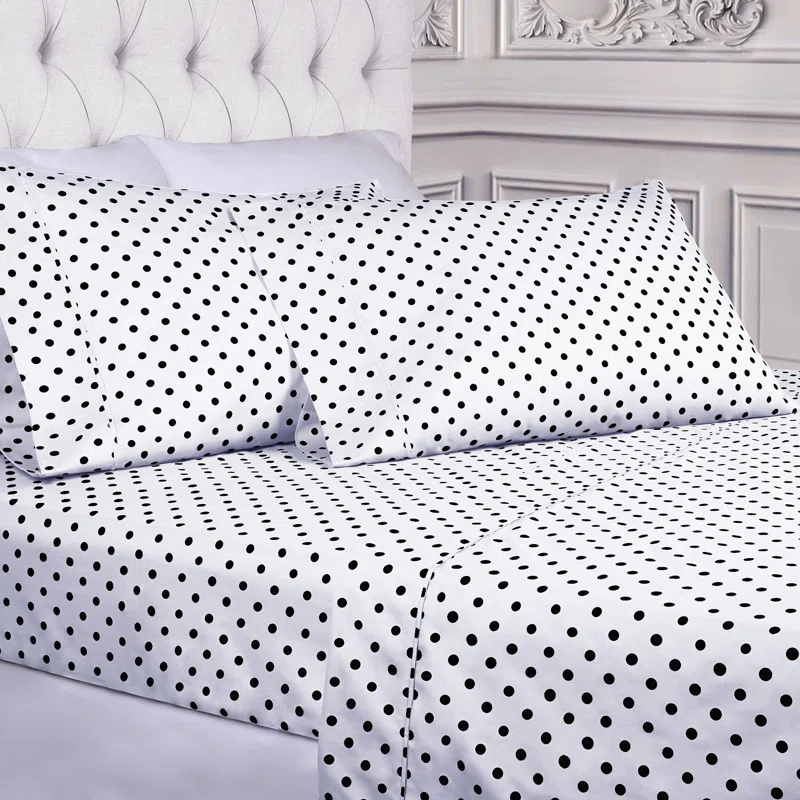 Superior Impressions Polka Dots 600 TC Cotton Poly Blend Deep Pocket Bed Sheet Set